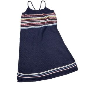 Stradivarius Knit Dress Sheath Tank Navy Small Crochet Tank Boho Hippie 60's